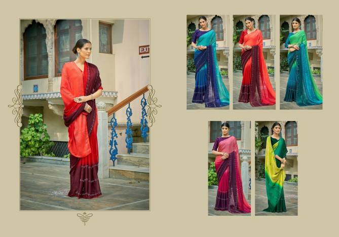 Ynf Indeen Swarovski New Designer Festive Wear Chiffon Saree Collection